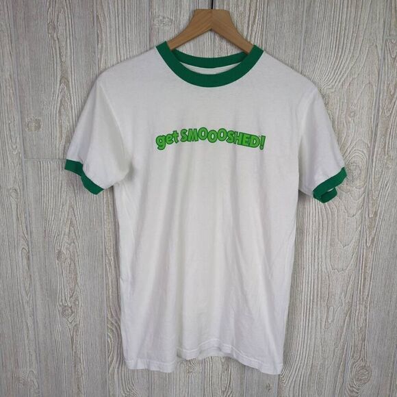 Vintage Anvil Men’s Small Get Smooshed White Short Sleeve Ringer T-Shirt - Picture 3 of 6